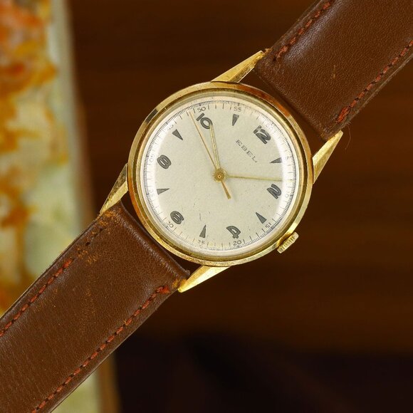Ebel Vintage 32mm Circa 1960's, Silver Dial - Yellow Gold Plated on Strap - Picture 9 of 11